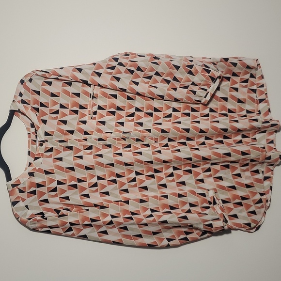Jm Collection Peach Geometric-Print Blouse Size XL - Picture 1 of 13